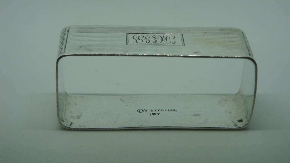 ANTIQUE WATROUS MFG. CO STERLING SILVER RECTANGULAR NAPKIN RING