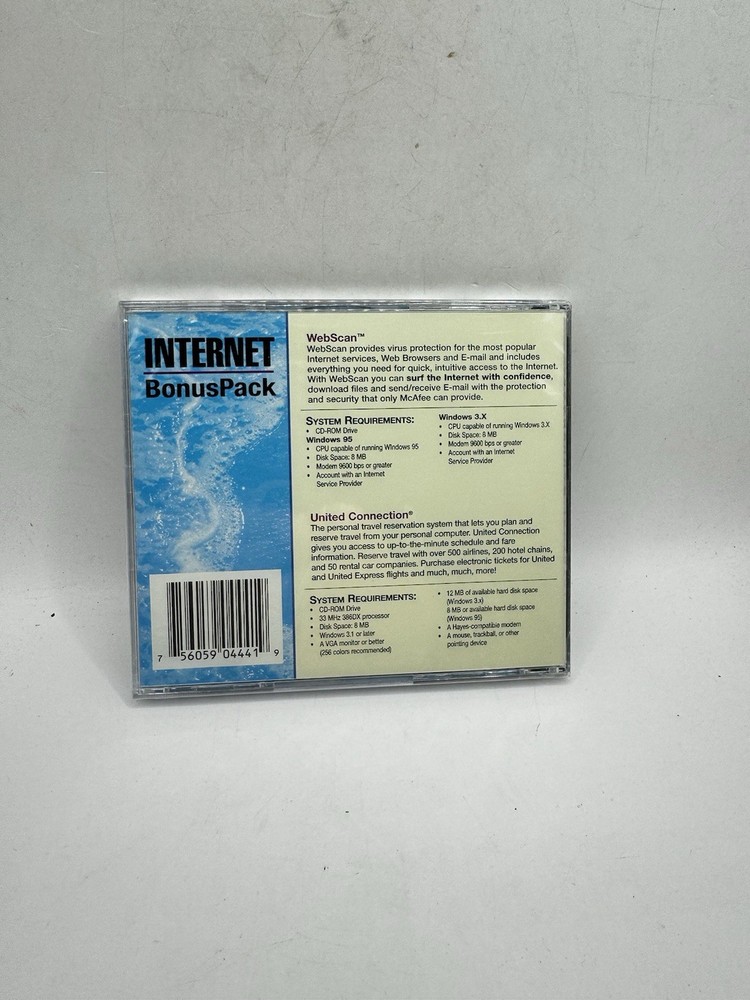 McAfee WebScan Internet Bonus Pack CD-ROM – New & Used – Vintage Software (039)