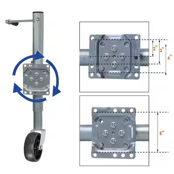 1,000 Lbs. Side-Wind Bolt-On Trailer Jack with Wheel.