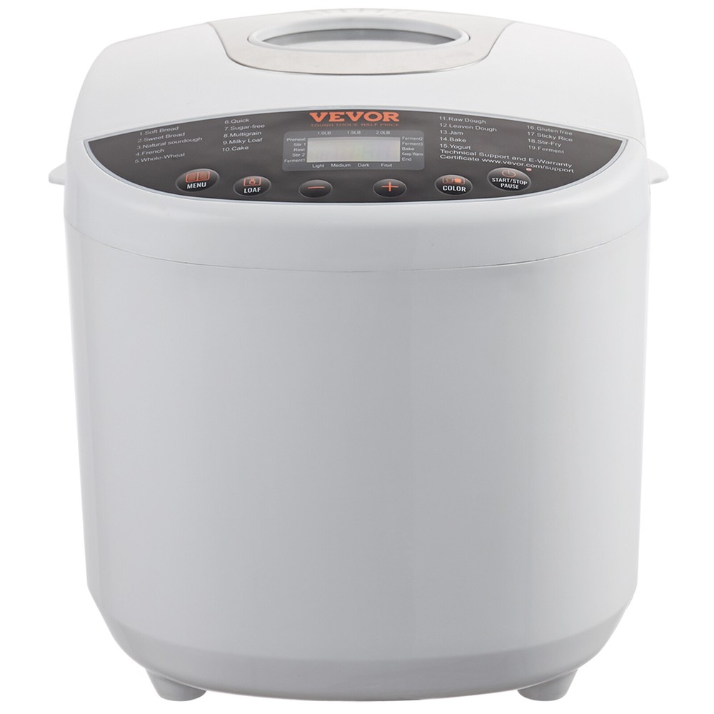VEVOR 2LB 19-in-1 Bread Maker Automatic Compact Dough Machine Nonstick White