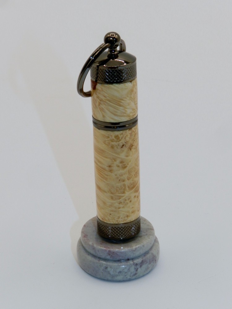 Handmade Key Chain Lighter w/ replaceable flint.  Made from Box Elder Burl. #43