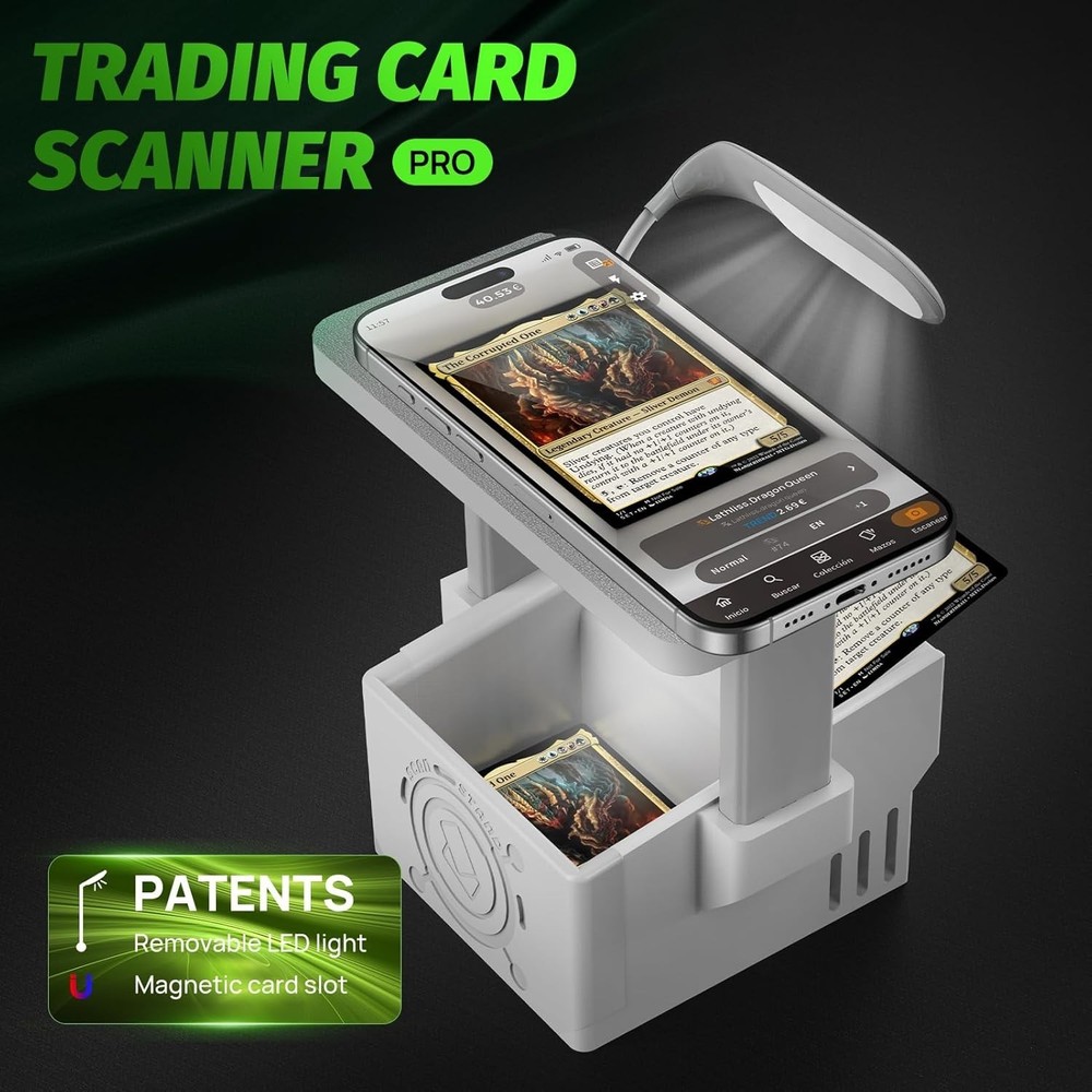 Lightweight App-Compatible Card Scanner with Magnetic Base & Superior Resolution