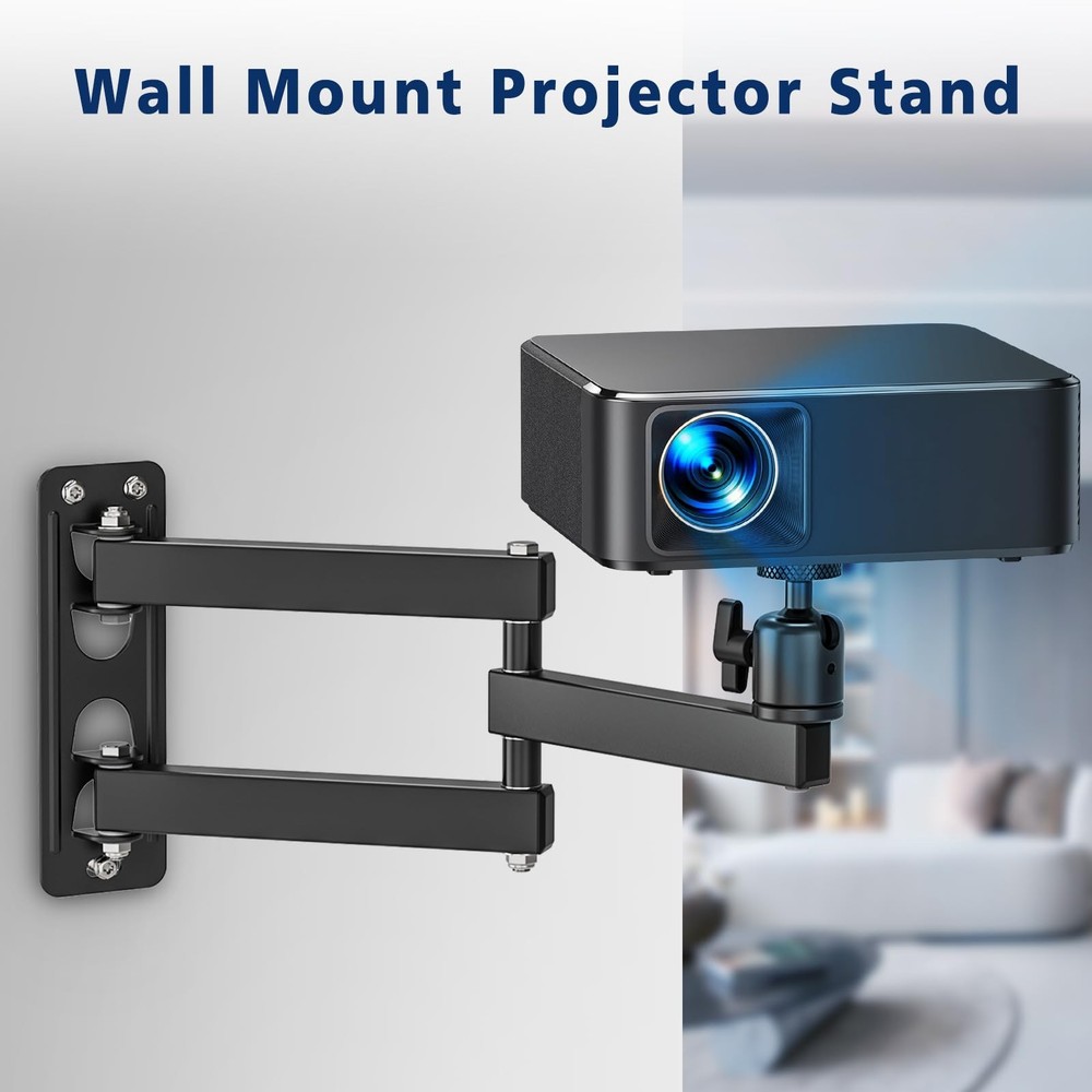 JUBOR Projector Wall Mount, 360° Rotation Adjustable Projector Webcams Stand ...