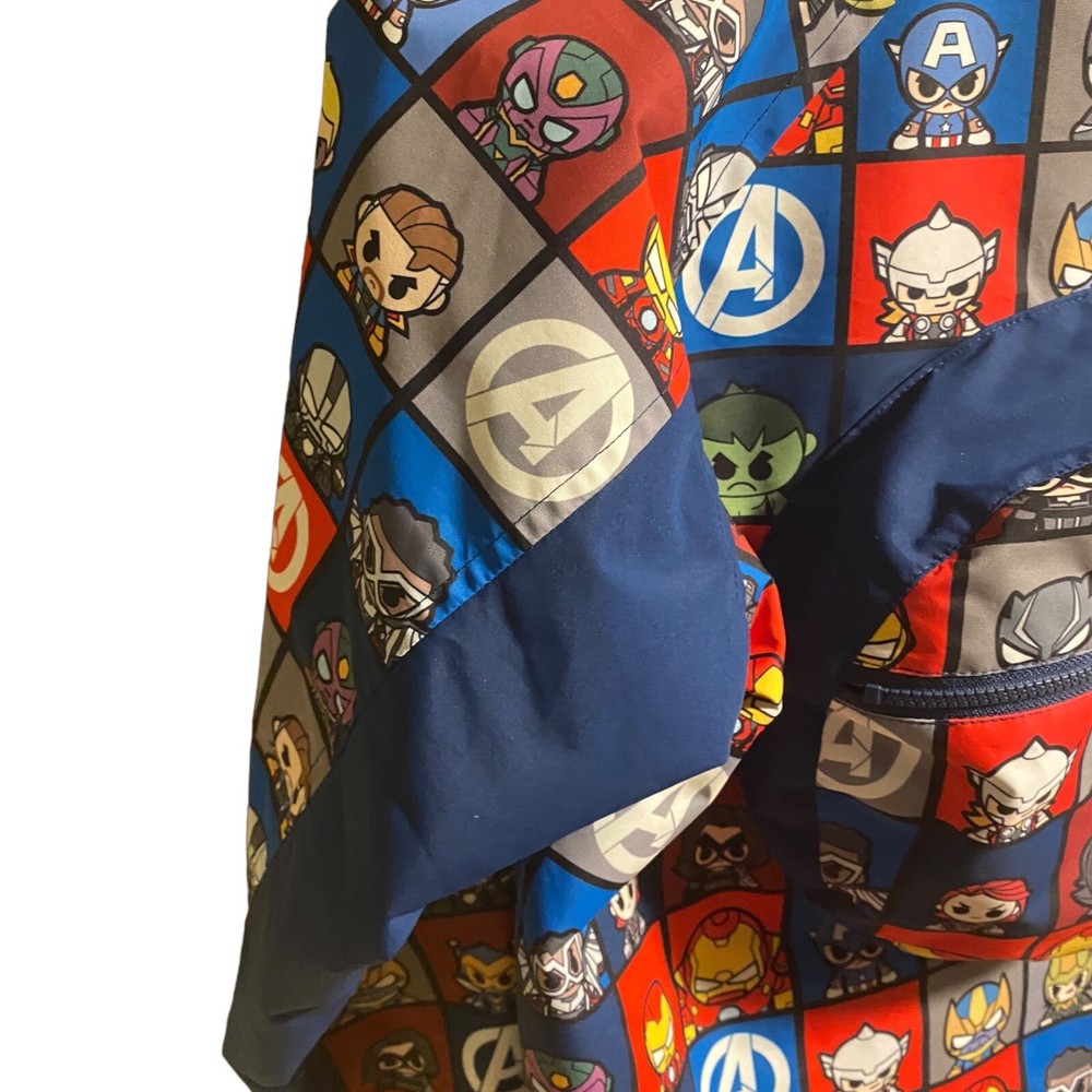 RARE Disney Store Marvel Avengers Packable Raincoat 9/10 Jacket Coat Backpack
