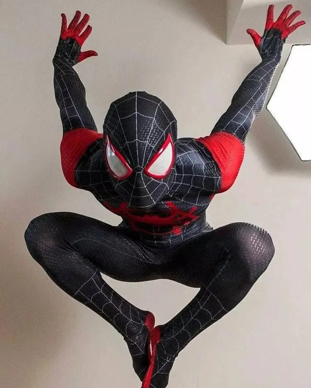 Spiderman Miles Morales Halloween Costume Cosplay Mens Jumpsuit Spandex Bodysuit