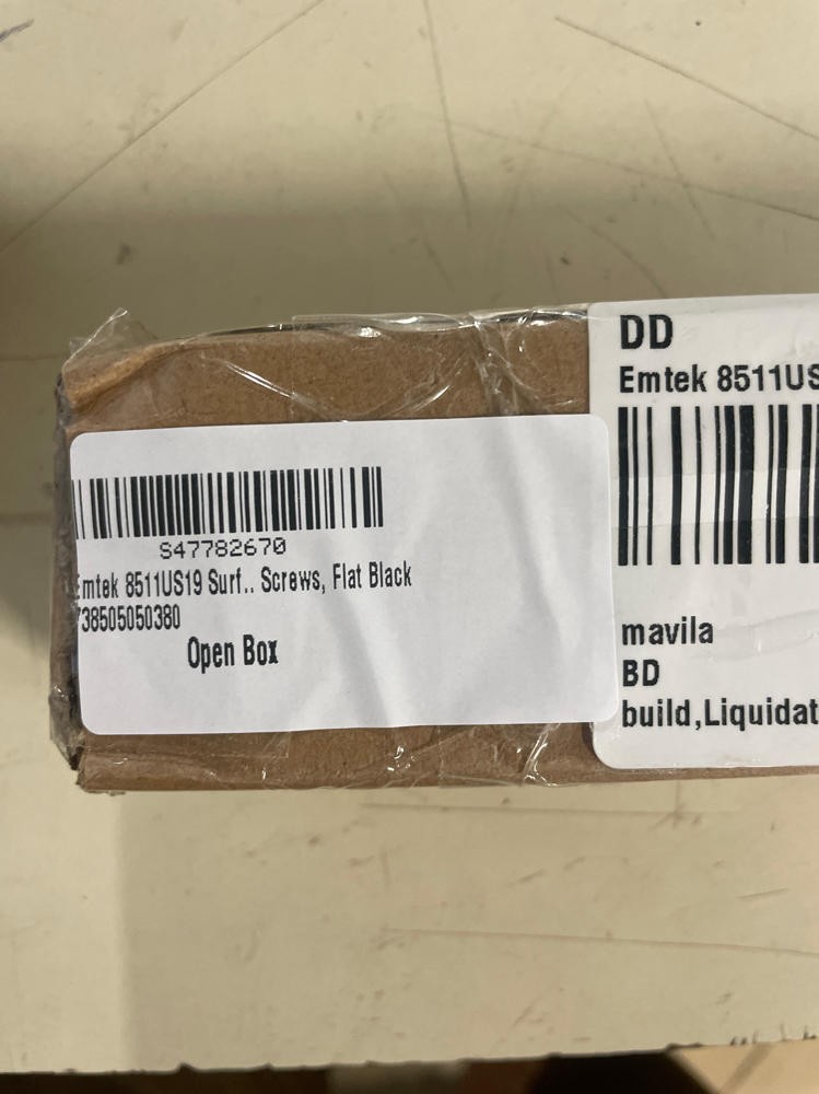 Emtek 8511US19 Surface Bolt with Strikes and Screws, Flat Black
