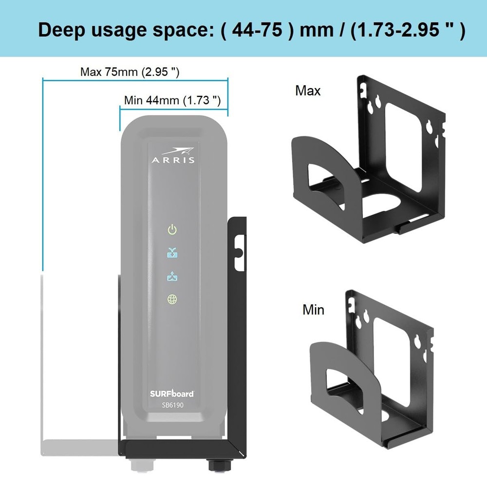 Beiyier Cable Box Mount and Adjustable Wall for Small Wide Black