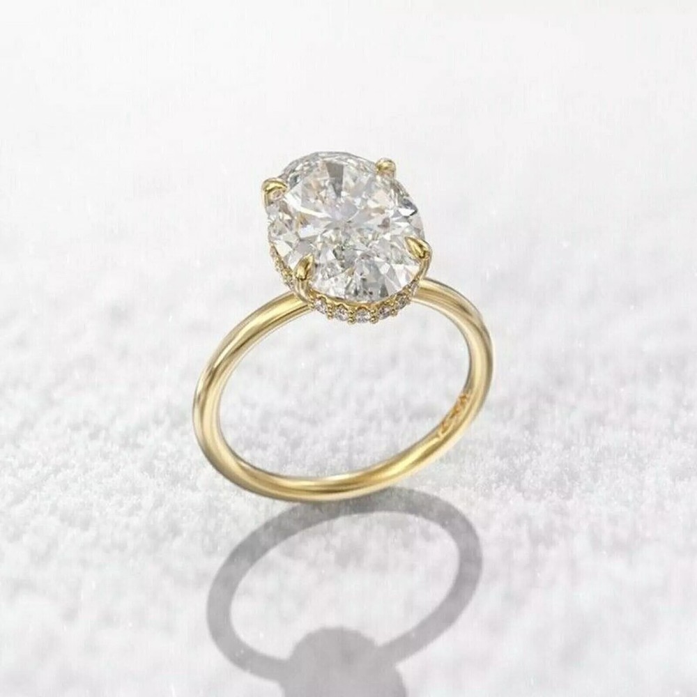 Engagement Ring 5.00 Ct White Treated Diamond Ring Oval Cut VVS1 Certified !