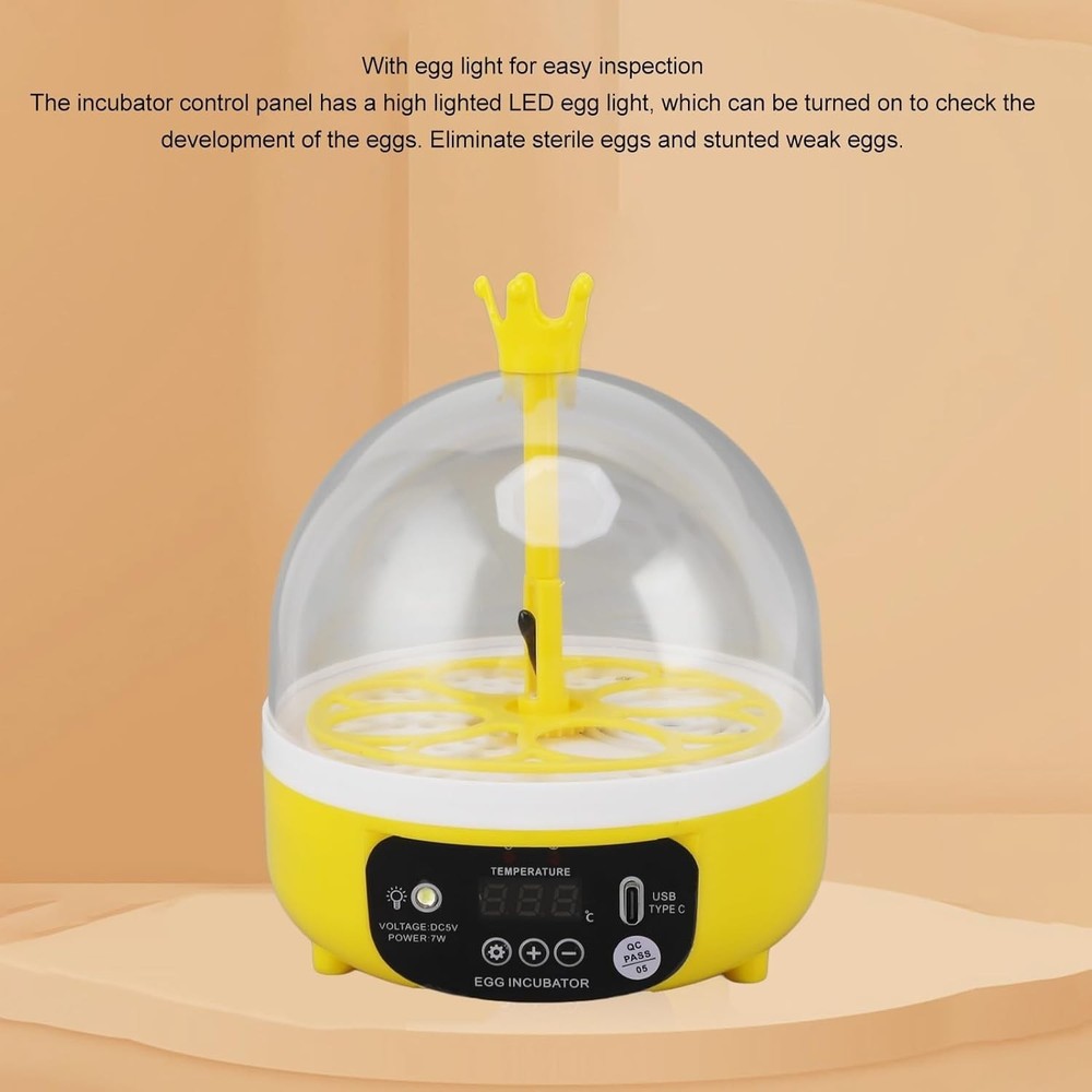 Automatic 4-Egg Mini Incubator with Temperature Control, for Chicken Duck Pig...