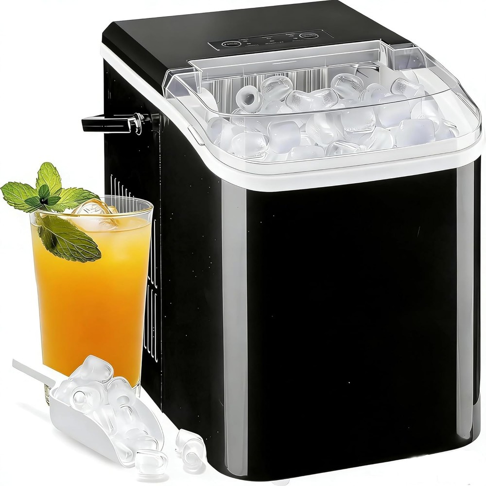 Self-Cleaning Countertop Ice Maker with Scoop Basket & Handle