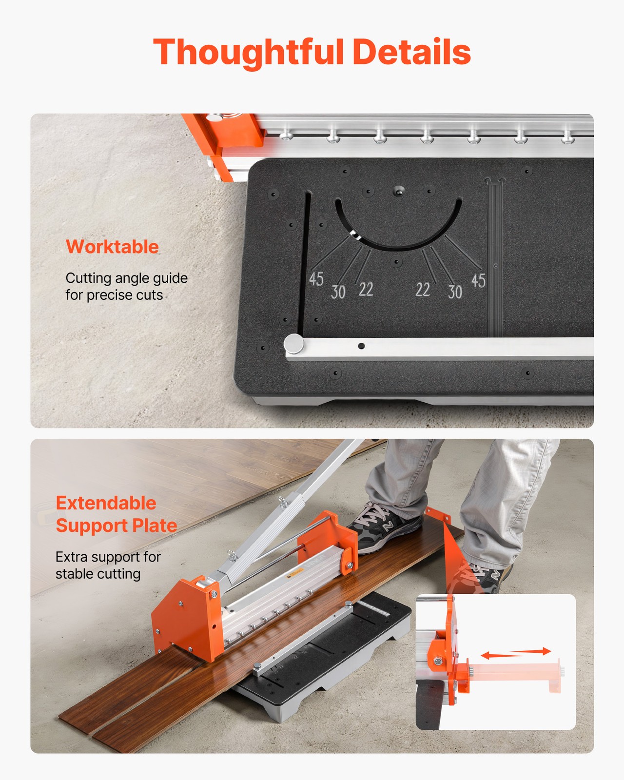 VEVOR 12" Vinyl Floor Cutter 16mm Laminate Flooring Tool w/ Alloy Lever