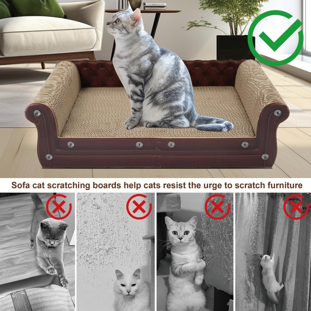 Scratching Sofa, Couch Shaped Thick Scratching Cardboard, Lounge Bed for Indo...