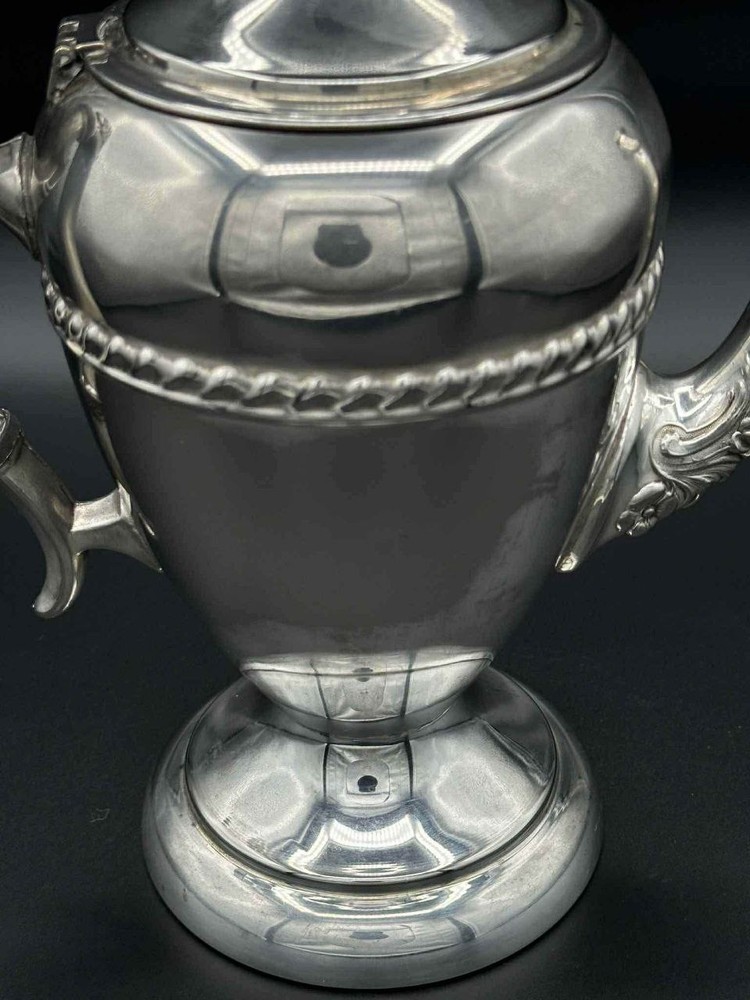 Birmingham Silver Co Silver on Copper Silver Plated Lidded Coffee Pot 10”