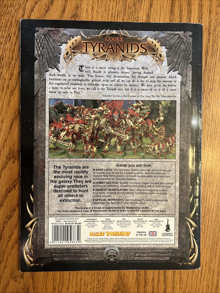CODEX TYRANIDS 3rd Edition 2001 Games Workshop Warhammer 40000 40K