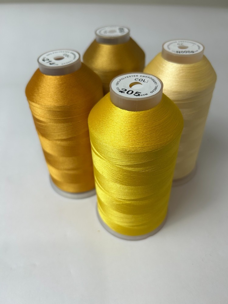 Yellow Thread for sewing machine 100 % polyester 1500 m Embroidery Thread 4 PCS