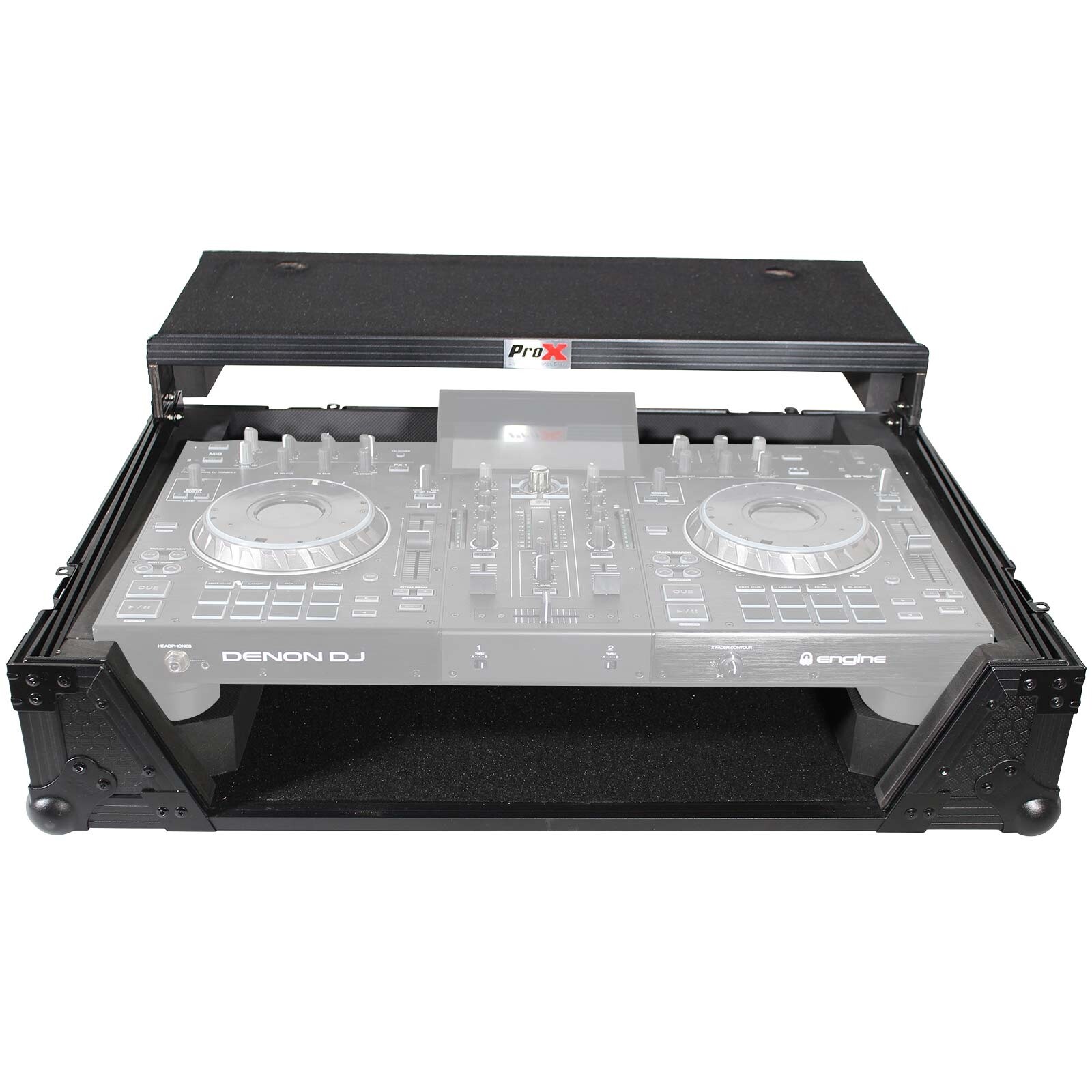 ProX Black Denon Prime 2 System Flight Case with Red TSA Lock
