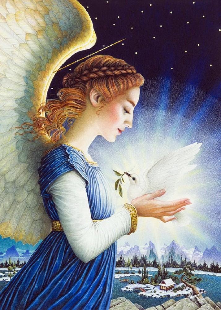 Chart Needlework Crafts DIY Counted Cross Stitch Pattern - Angel and Pigeon