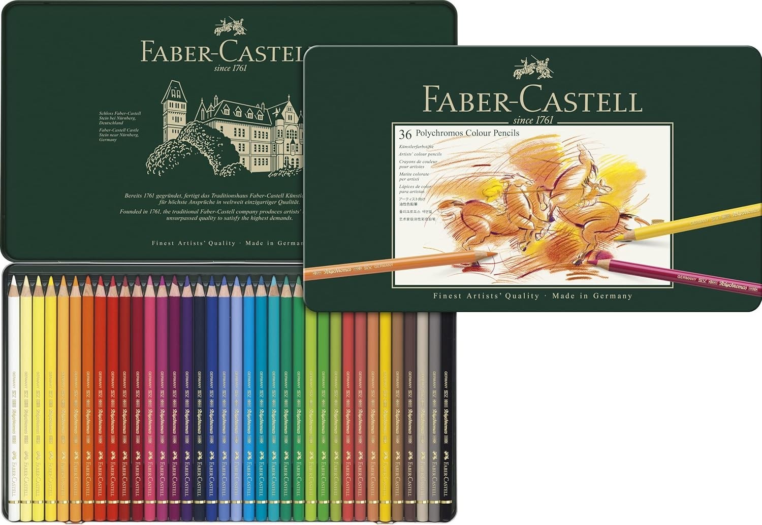 Faber-Castell - Polychromos colour pencil, tin of 36 (110036) Free Ship