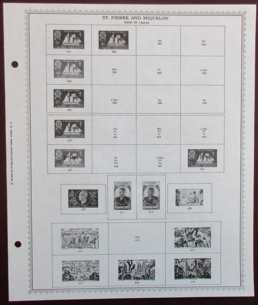 St. Pierre: Clean Set of Unused Minkus Supreme Global Pages to 1969