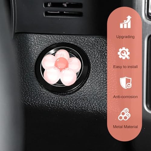 Push to Start Button Cover, Resin Flower Push Start Button Pink #Single-pack