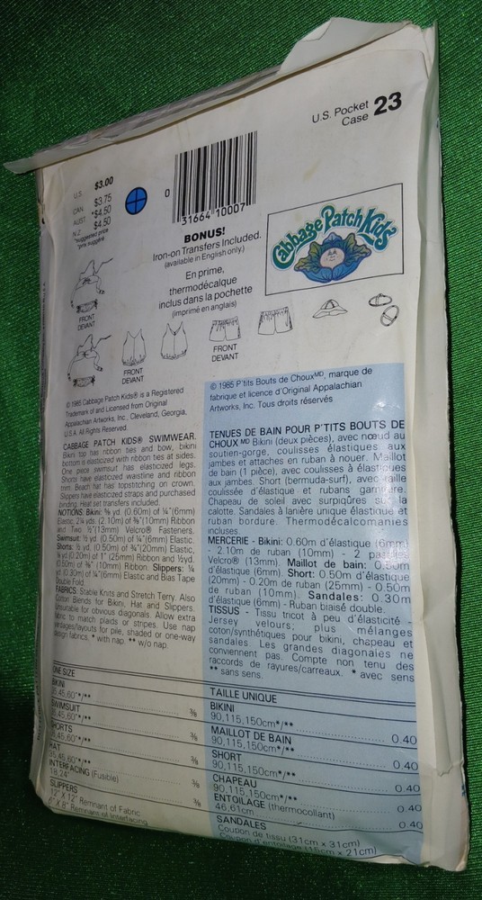 Vtg 1985 Cabbage Patch Kids Bathing Suit Pattern #360!