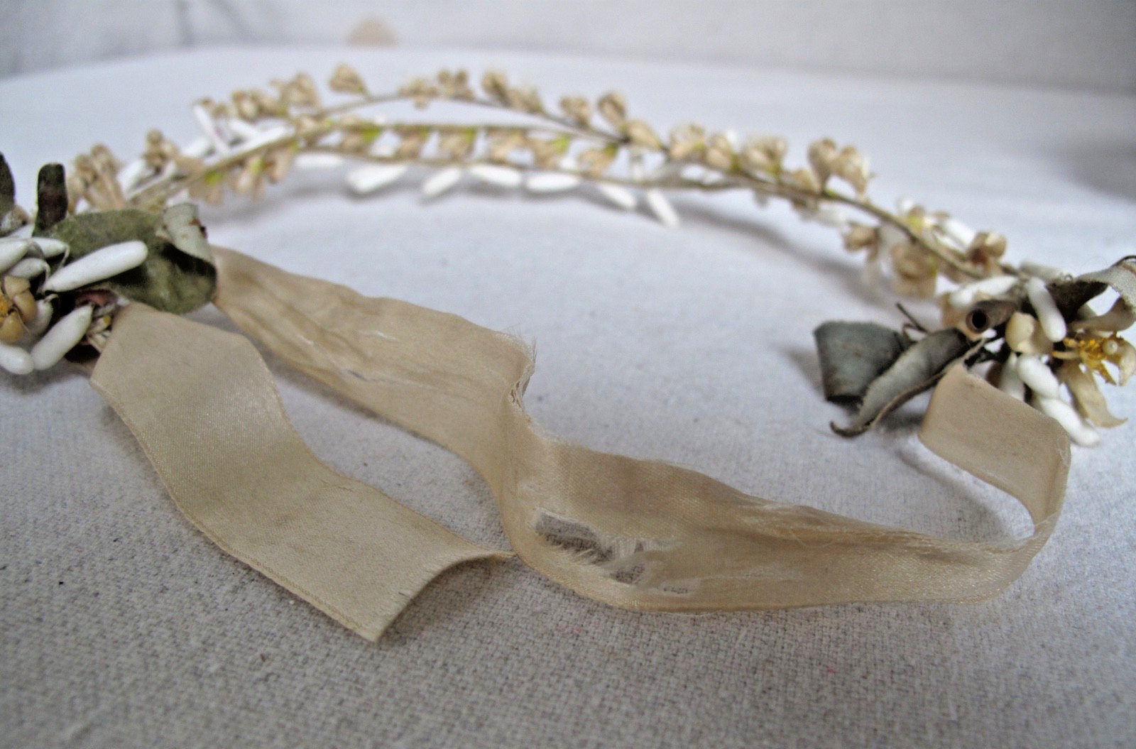 Antique Wedding Headdress for a Veil Victorian 1880's Wax Flowers