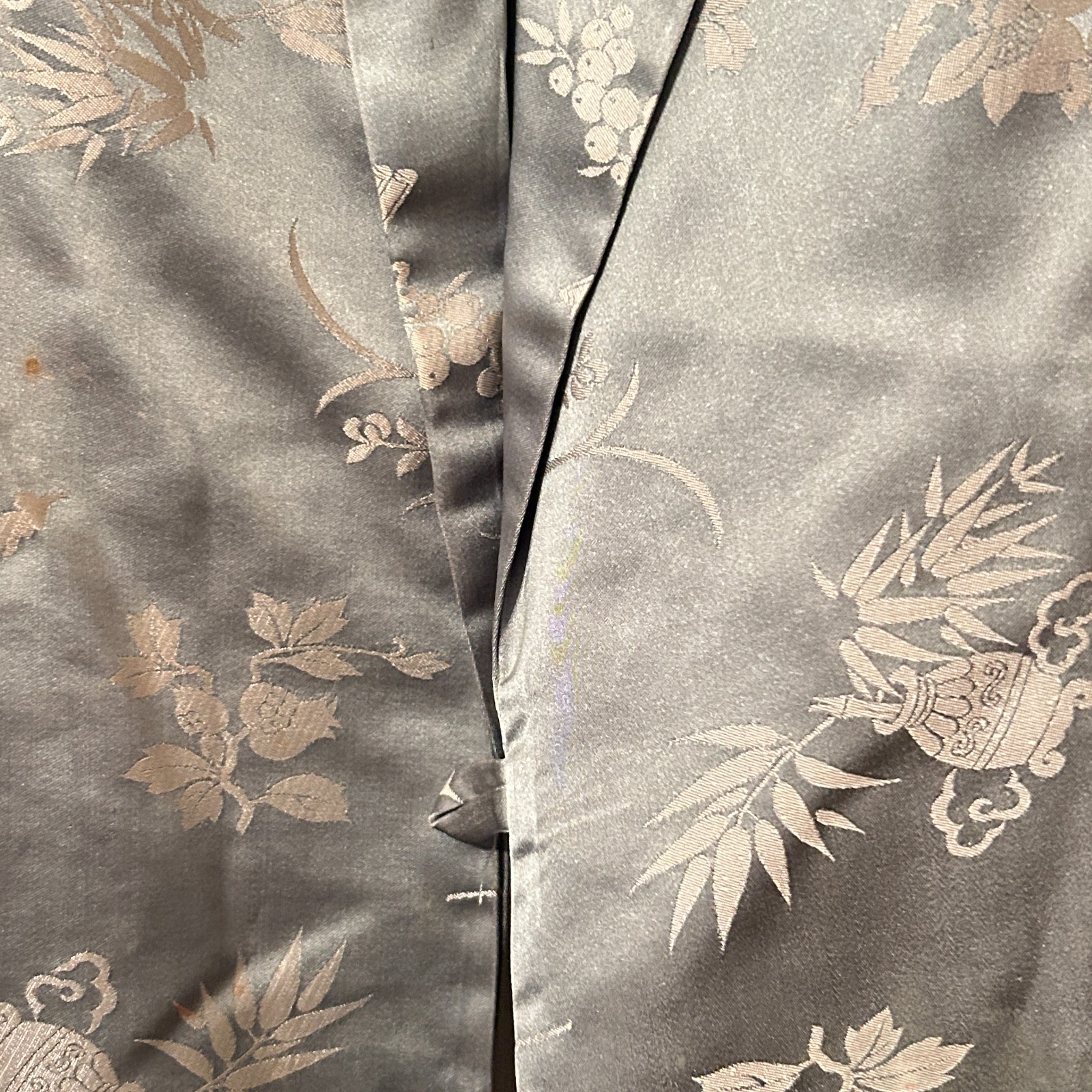 Vintage Madame Mme Butterfly 60s Silk Brocade Japanese Kimono Robe Floral Belted