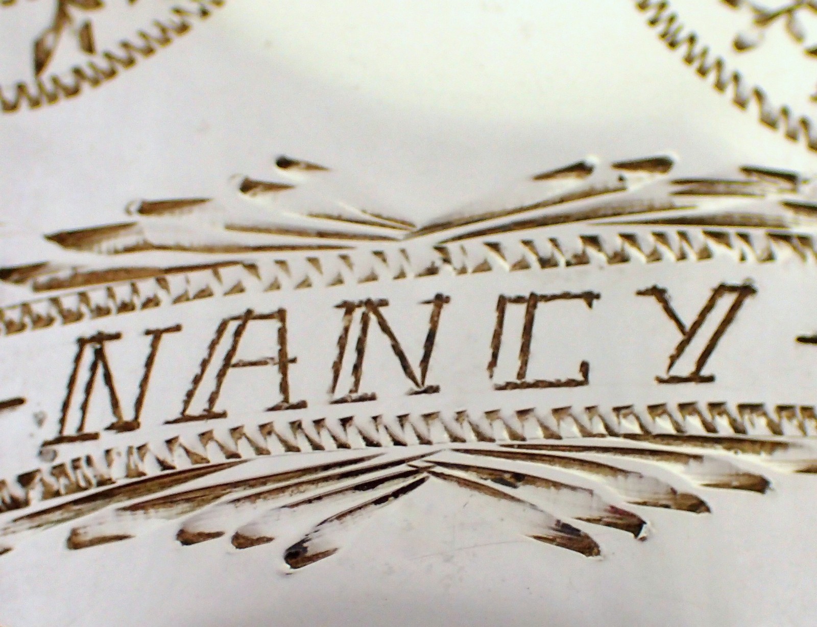 Vtg Mexican Sterling Monterrey Etched NANCY Perfume Scent Bottle Flask w Funnel