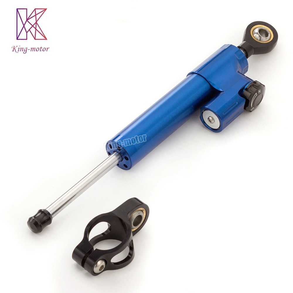 CNC Blue Steering Damper Motorcycle Bike Stabilizer Linear Reversed Safe Control