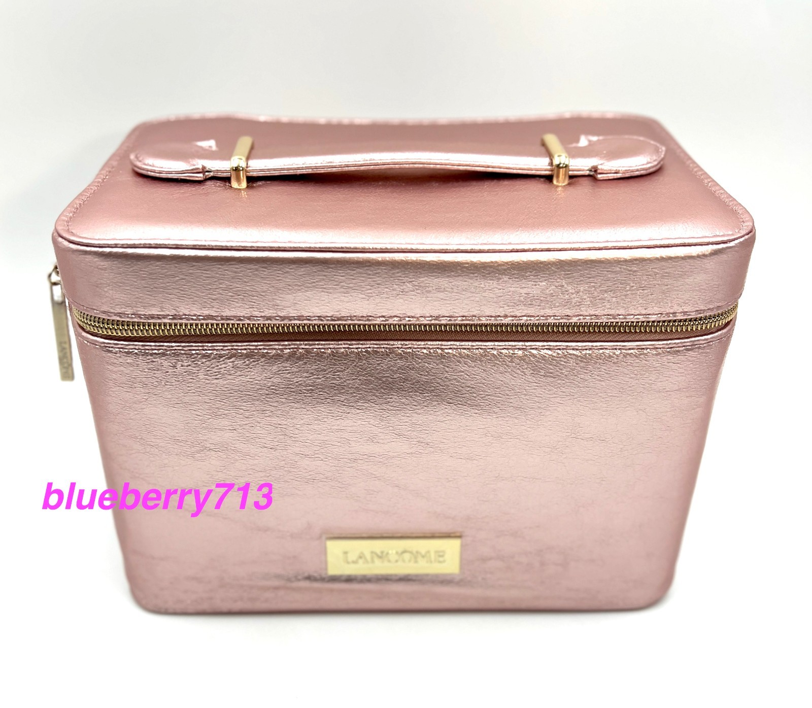 New! Lancome Makeup Bag Case Metallic Pink ~ 2025 limited Edition~ with Handle
