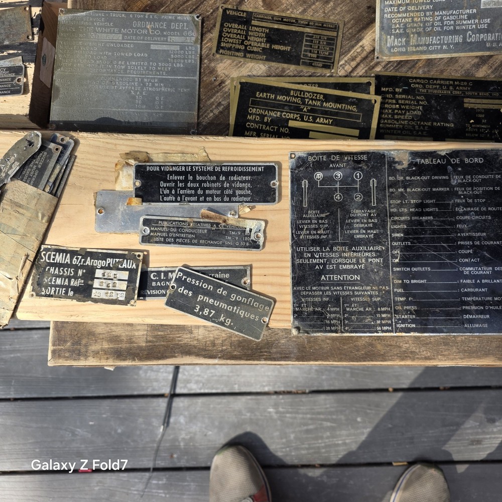 WWll Vehicle Data Plates US & FOREIGN