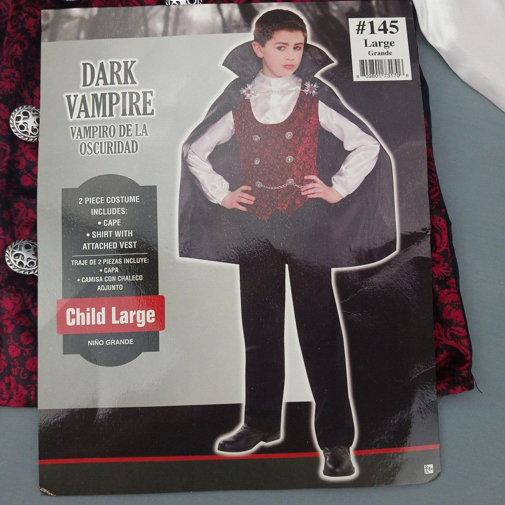 Dark Vampire Halloween Costume 2 Peice Child Large