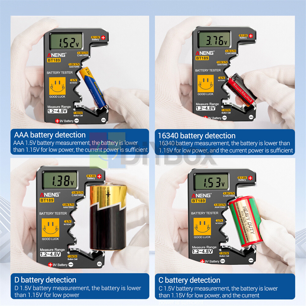 BT189 Digital Battery Tester Electricity Indicator Universal AA, AAA 9V Battery