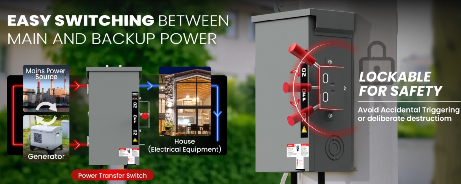 200 Amp Manual Generator Transfer Switch Heavy Duty 48000W General Double Throw