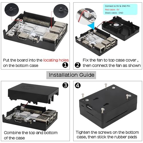 ABS Case with Heatsink & Fan for Raspberry Pi 3B+/3B/Libre Computer Board AMl