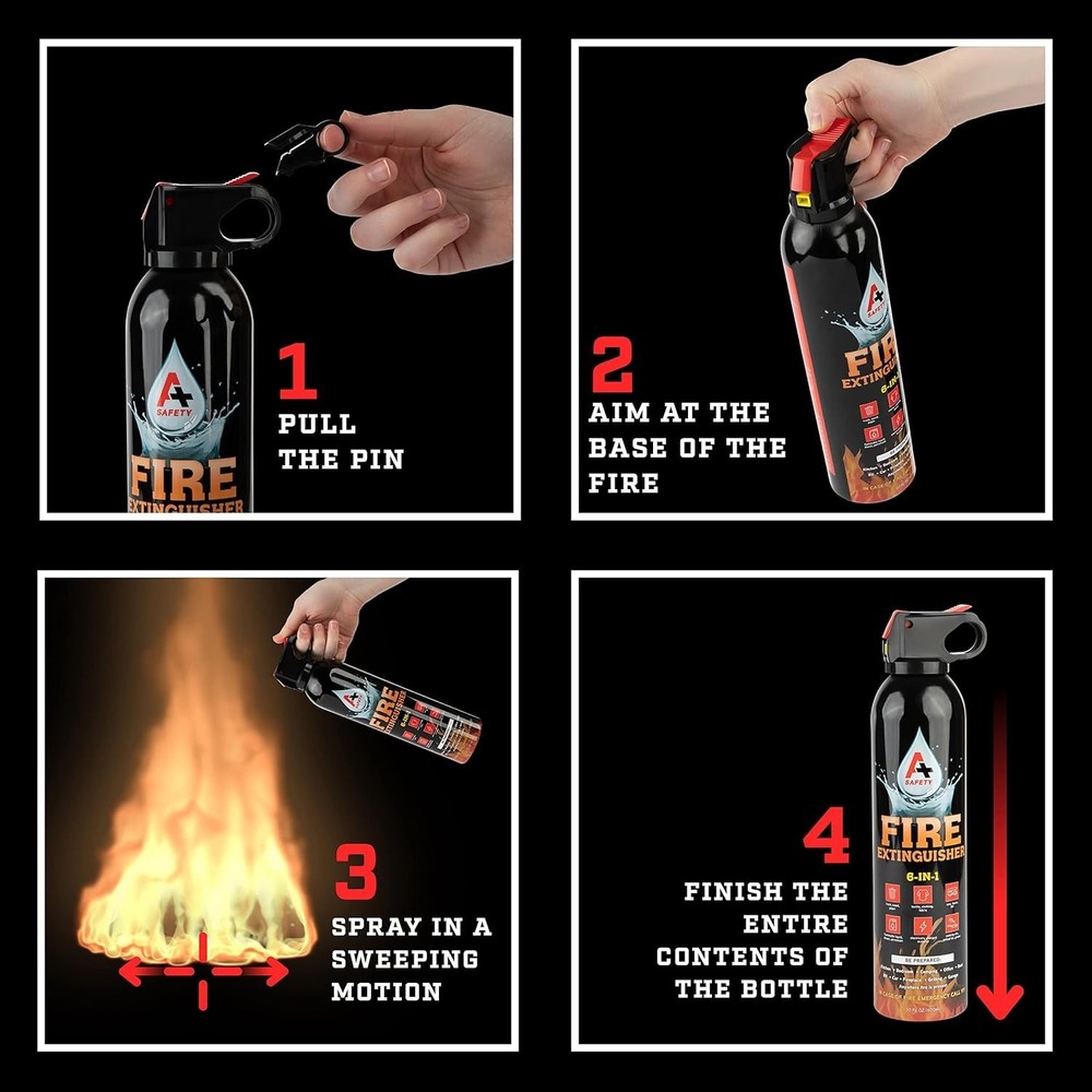 Compact Fire Extinguisher 2-Pack with Quick Pull & Aim - Safe for Kitchen & Car