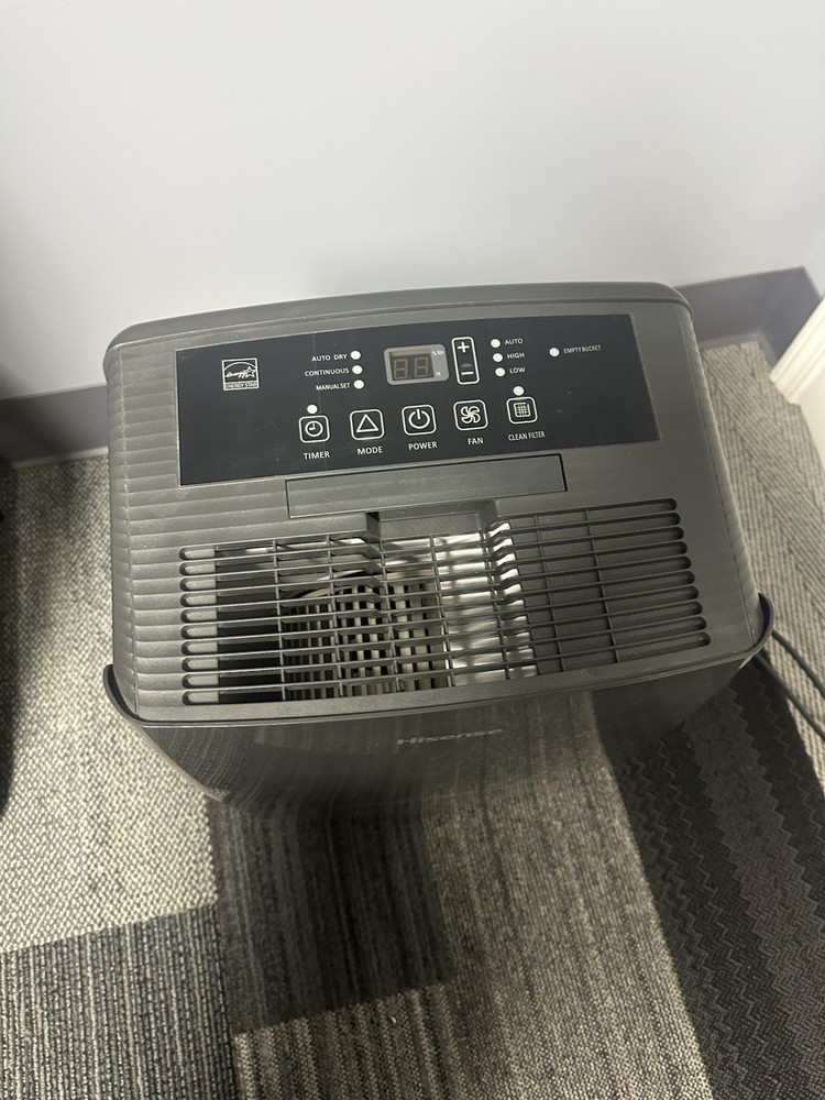 Hisense Console Dehumidifier Gray Digital Display Timer Fan Indicator