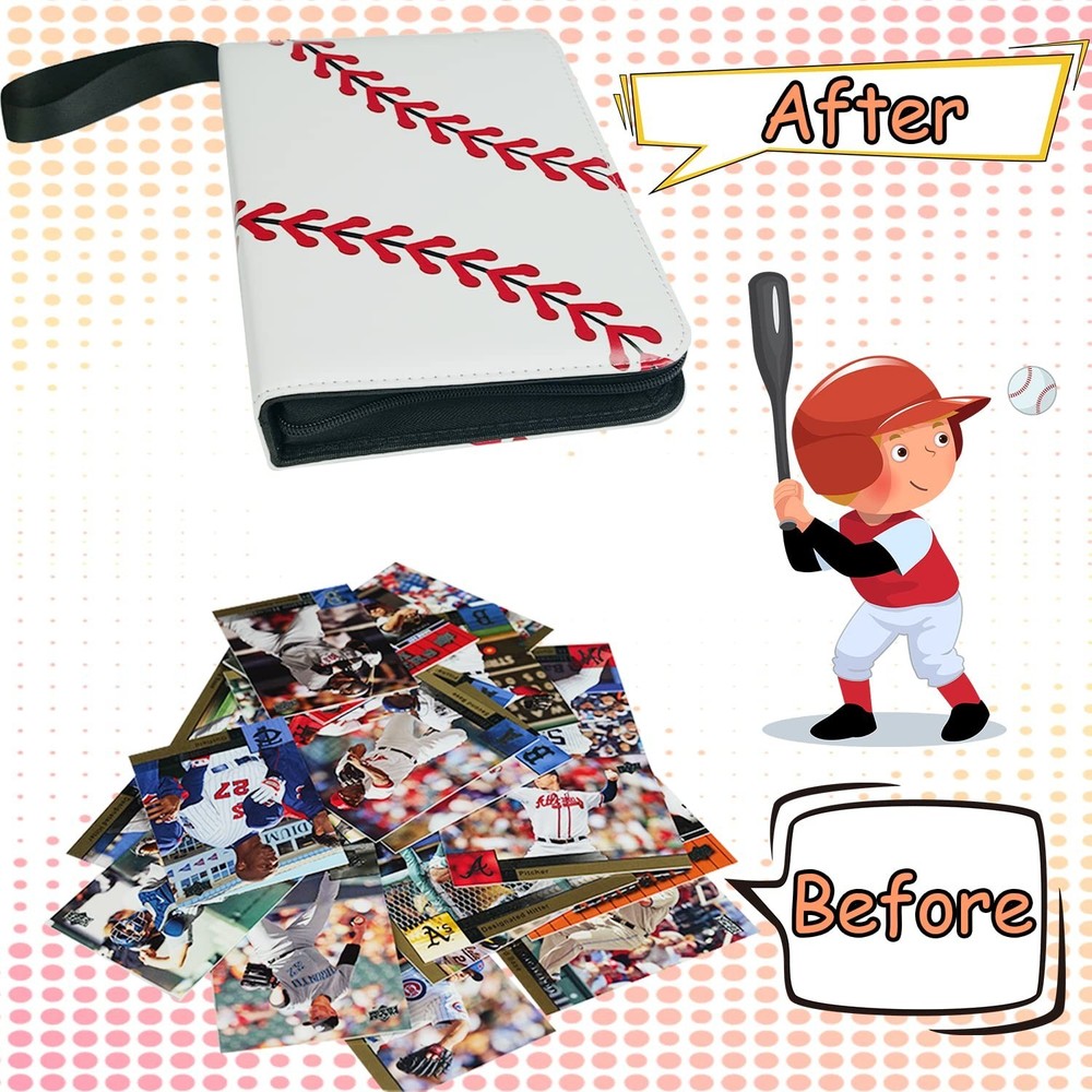 Baseball Gifts Cards Binder with Sleeves - 9 Pocket, Double Sided, 50 Removab...