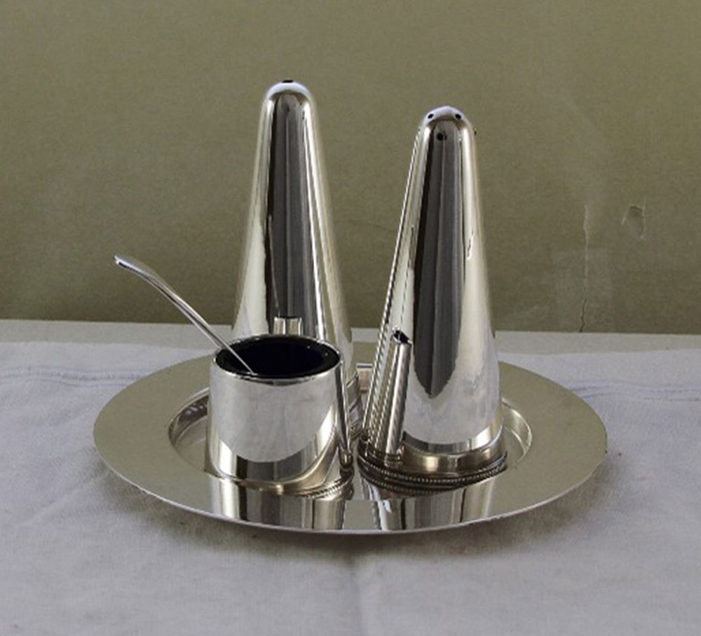 Silver Condiment Set & Tray