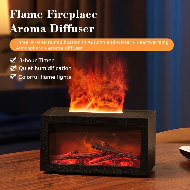 Fireplace Flame Air Diffuser Colors LED Aroma Aromatherapy Ultrasonic Humidifier