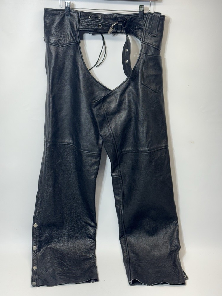 Interstate Leather Chaps Adjustable Size XL Motorcycle Biker Chaps