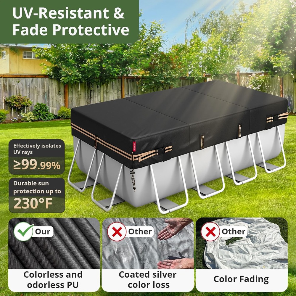 12x24 Ft Rectangular Pool Cover for Bestway/Intex/Coleman Frame Rectangular P...