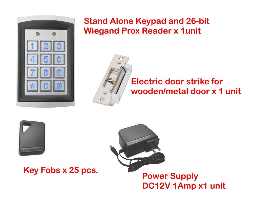 Stand Alone Access Control Kit: Key Pad/Prox Reader, Electric Strike & Key Fobs