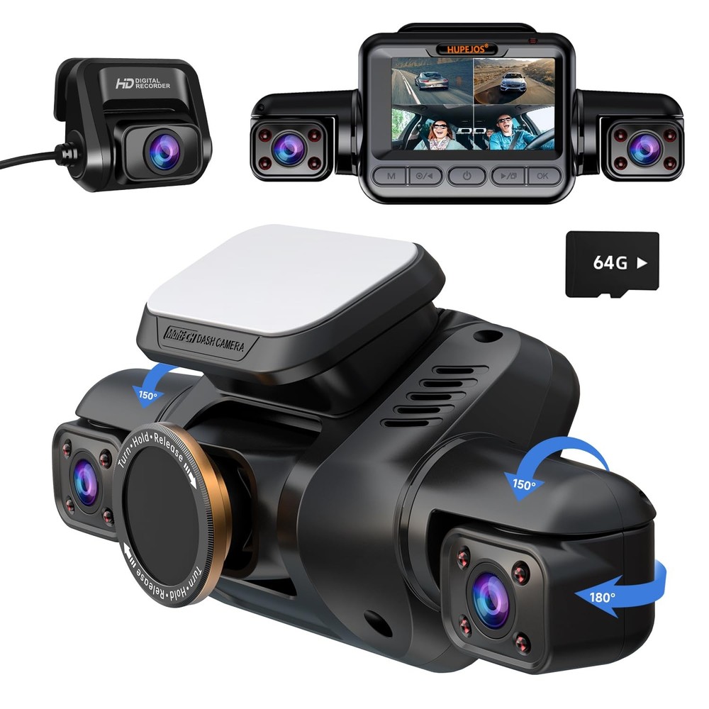 Dash Cam 4 Channel Front and Rear Inside, 360° Car Camera 4K UHD, Dash Camera...