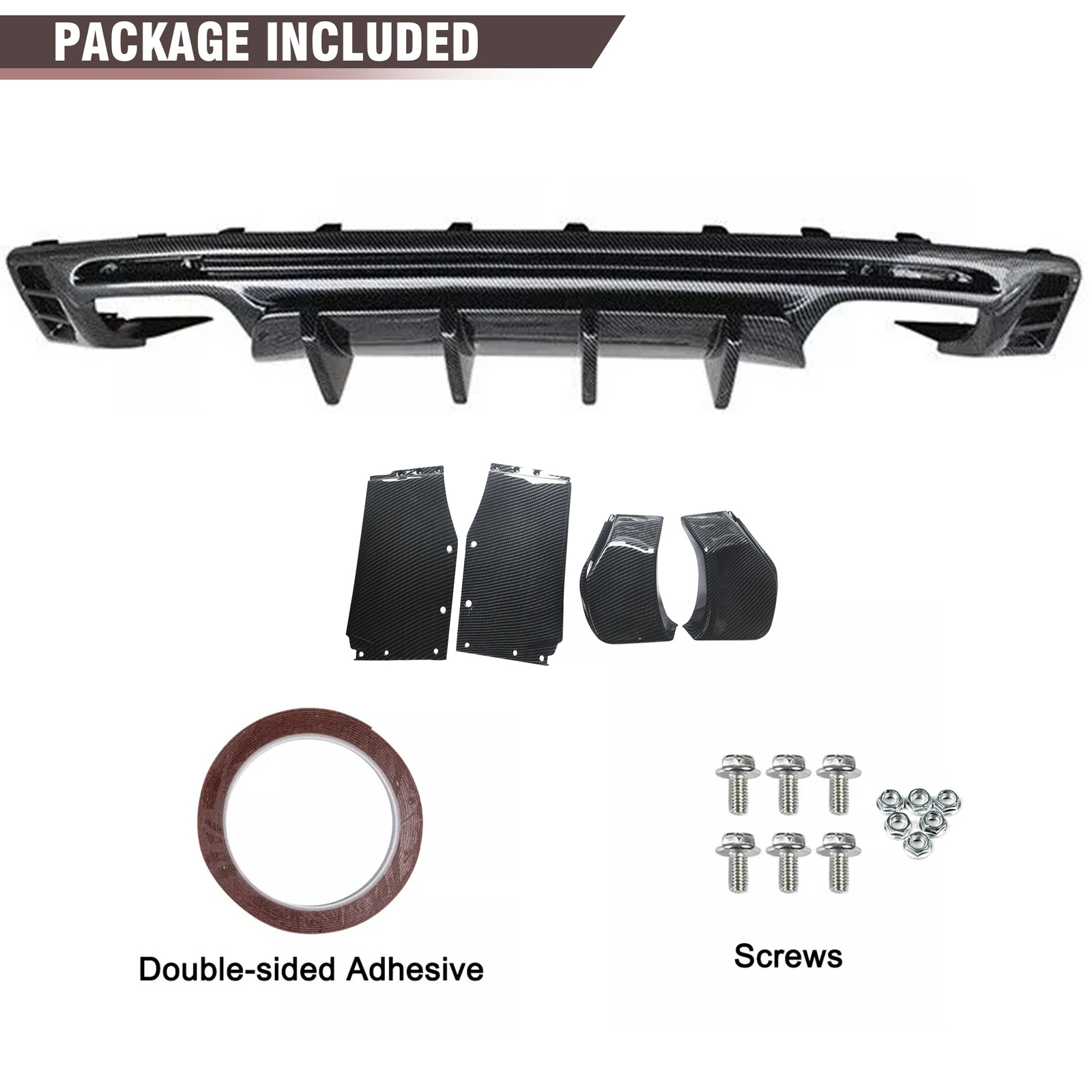 Carbon Fiber Rear Bumper Lip Diffuser Spoiler For Chevy Camaro SS LT LS 2016-24