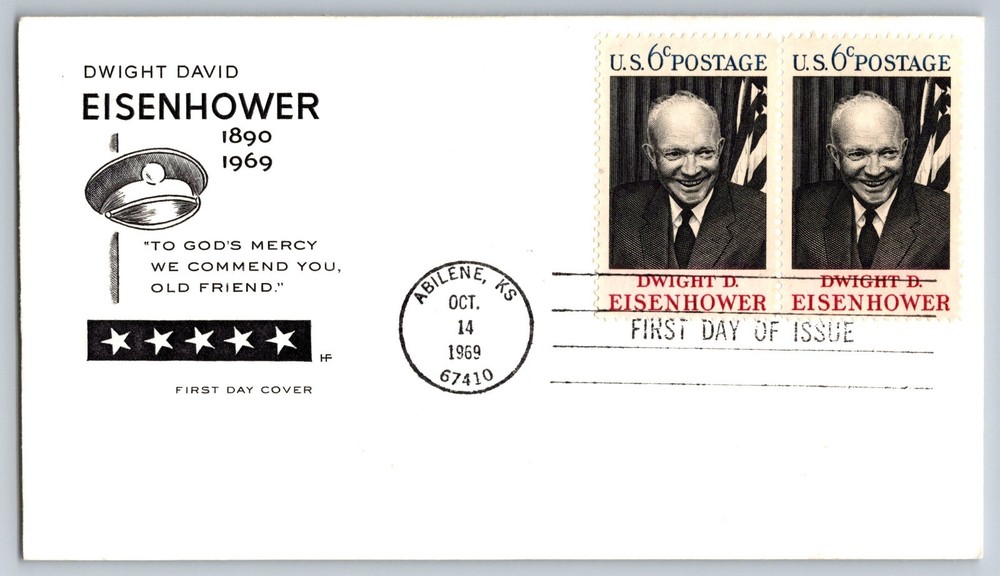 #1383 Dwight Eisenhower FDC HF Cachet