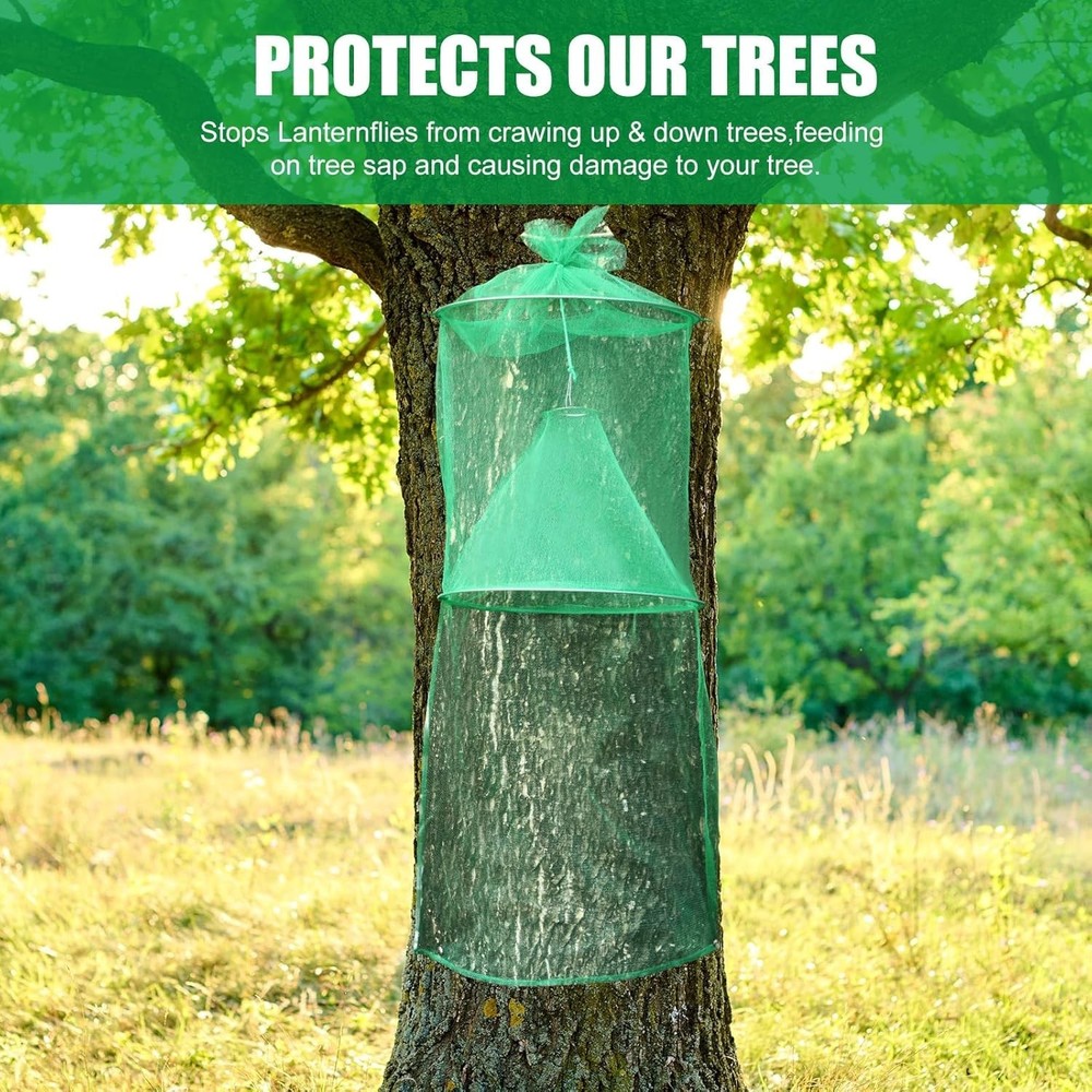 4 Pack Spotted Lanternfly Traps Lantern Fly Killer Mesh Tree Trap with Jute R...