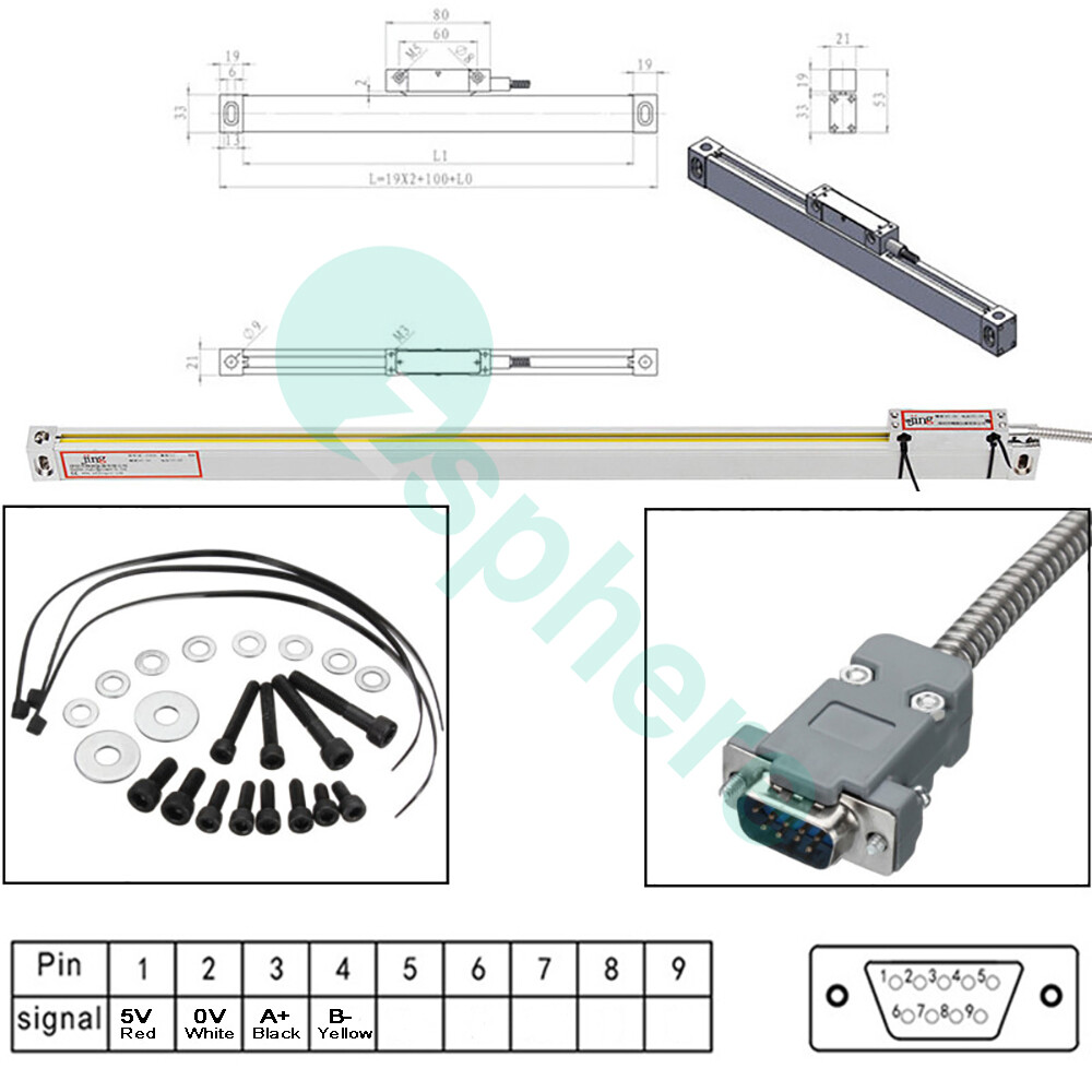 Linear Scale 2/3Axis Digital Readout DRO Display Glass Sensor Bridgeport Mill US