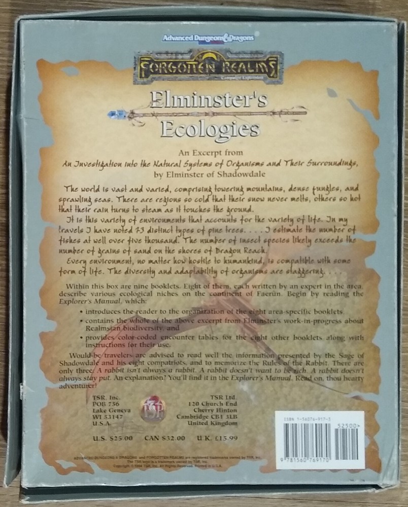 Forgotten Realms Dungeons & Dragons Elminster's Ecologies Box Set + Appendix 1&2