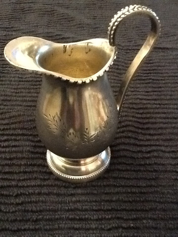Pretty Silver Plate Engraved Cream Jug.